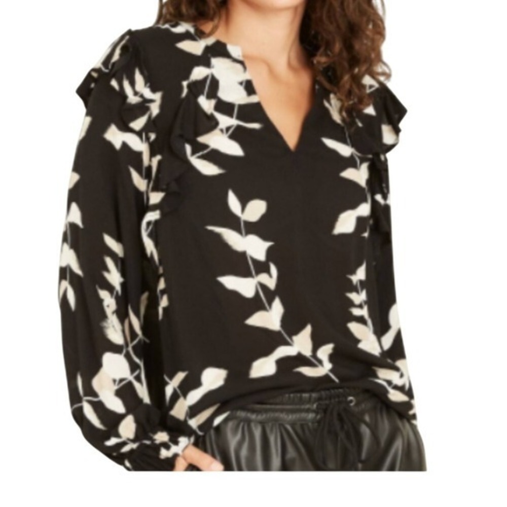 A NEW DAY Women's Romantic Long Sleeve Ruffle Blouse Size Large